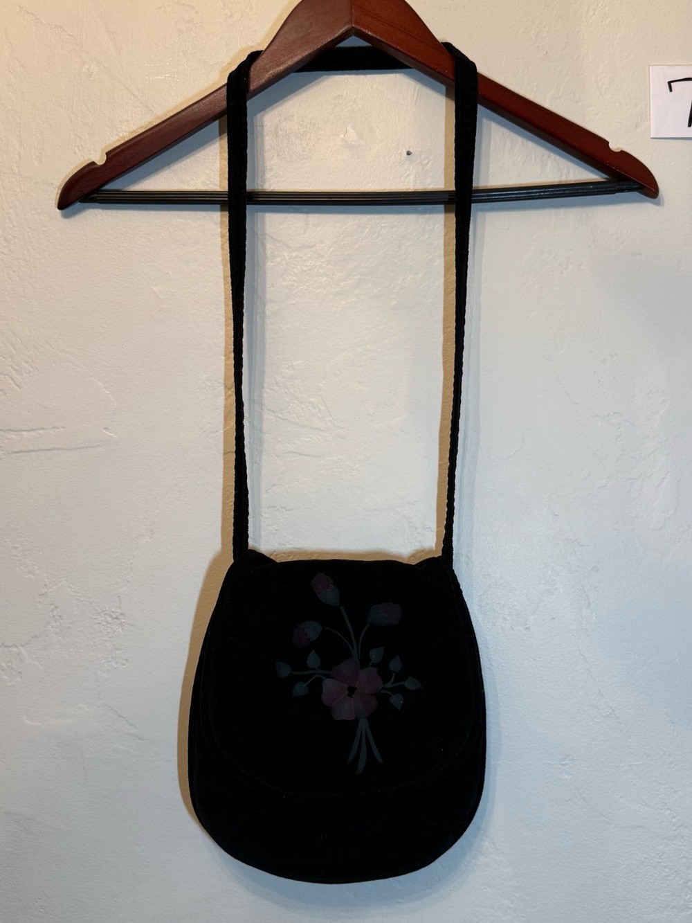 Vintage Annie of California Black Velvet Crossbody Bag